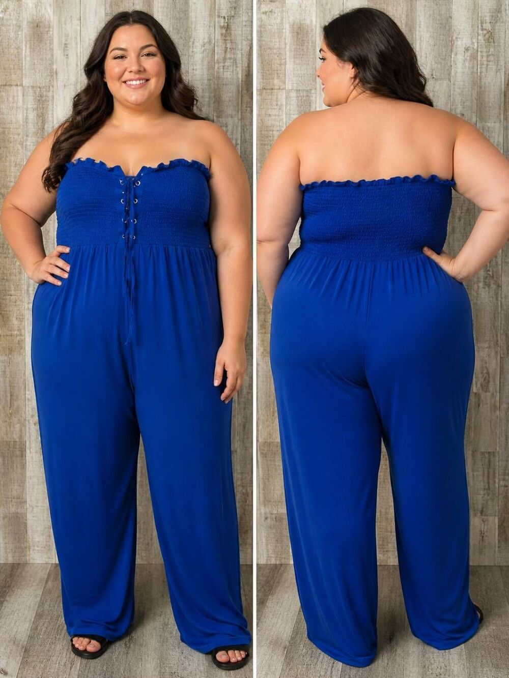 Toxik Royal Blue Strapless Tube Wide Leg Jumpsuit Jumper 2x Comy Lounge Minimali